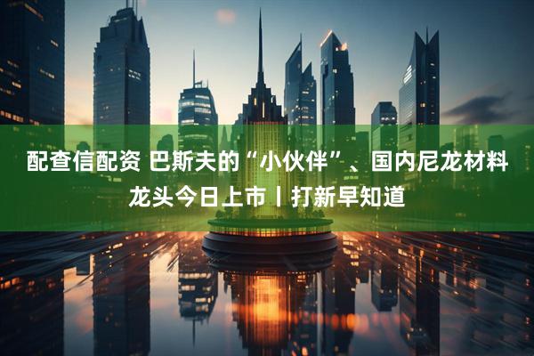 配查信配资 巴斯夫的“小伙伴”、国内尼龙材料龙头今日上市丨打新早知道